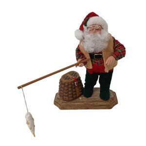 Vintage 1998 Holiday Creations Fishing Santa Musical Figurines Christmas Decor